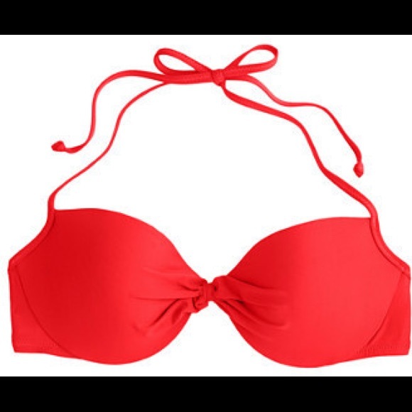 J. Crew Red Gathered Underwire Halter Bikini Top - Picture 2 of 2